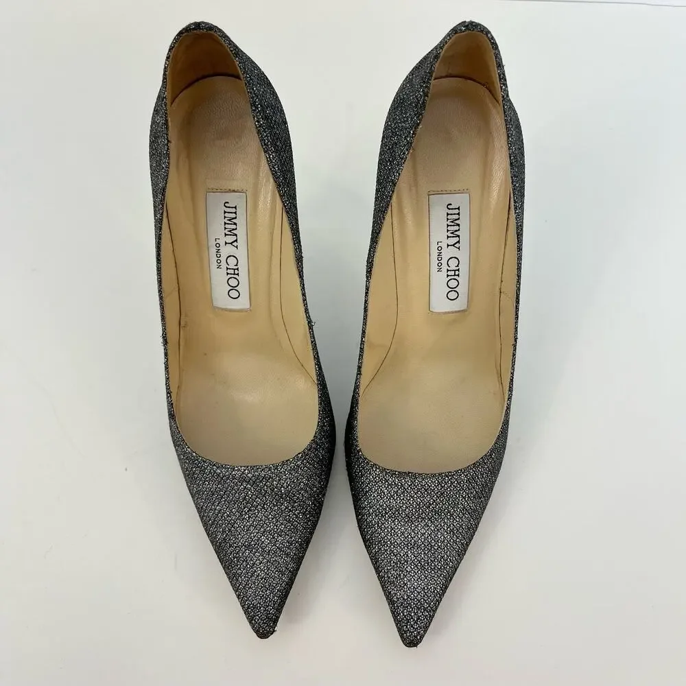 Jimmy Choo Glitter Pointed-Toe Pumps Shoes Heels | Size 37 (US 7)